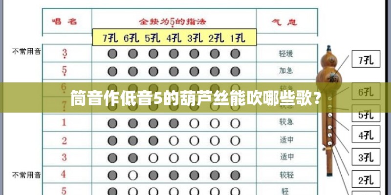 筒音作低音5的葫芦丝能吹哪些歌？