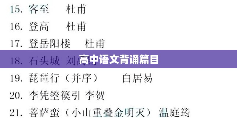 高中语文背诵篇目
