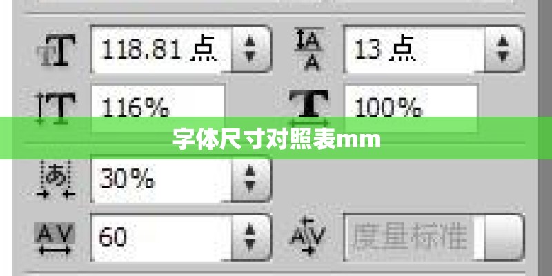 字体尺寸对照表mm