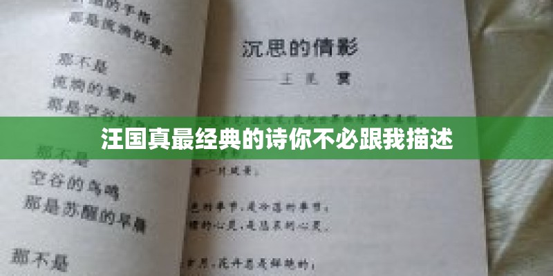 汪国真最经典的诗你不必跟我描述