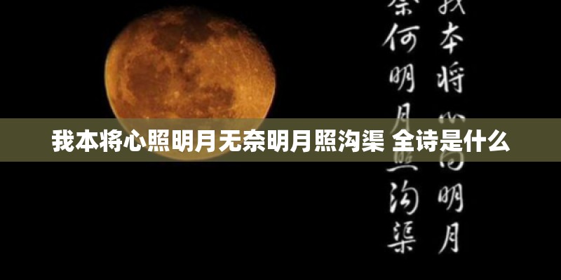 我本将心照明月无奈明月照沟渠 全诗是什么 我本将心照明月无奈明月照沟渠 全诗是什么
