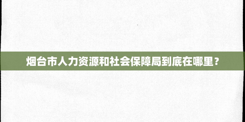 烟台市人力资源和社会保障局到底在哪里？