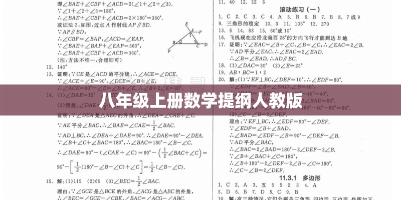 八年级上册数学提纲人教版