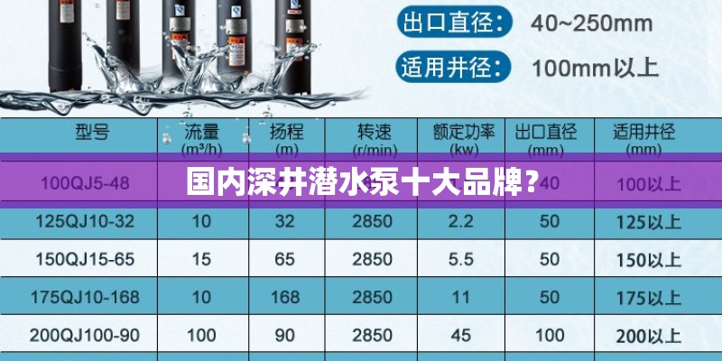 国内深井潜水泵十大品牌？