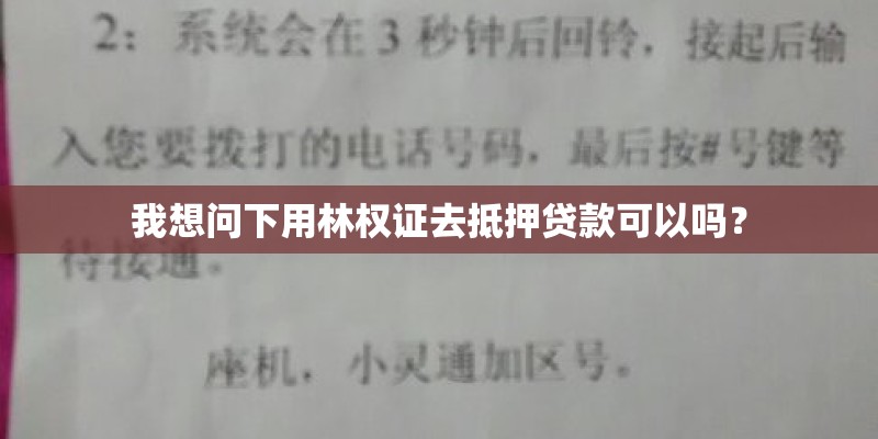 我想问下用林权证去抵押贷款可以吗？